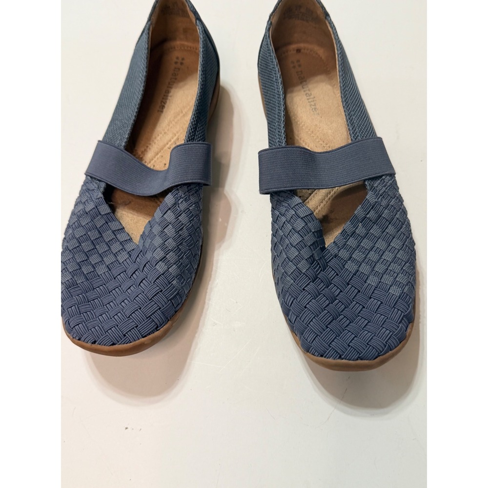 Naturalizer Famke Blue Woven Mary Jane Slip On Comfort Flats Shoes Womens 6.5M - Picture 2 of 6